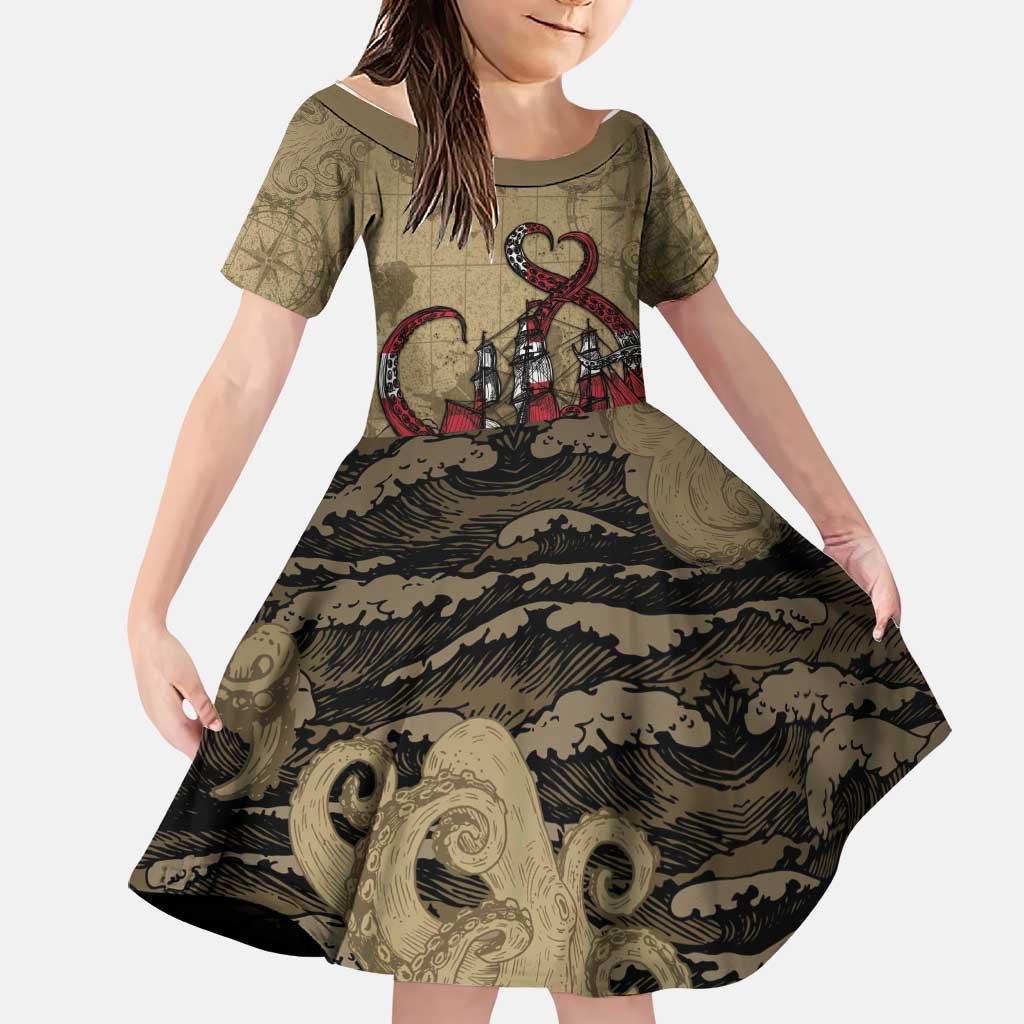Danish Empire Family Matching Long Sleeve Bodycon Dress and Hawaiian Shirt Denmark Norway Union And Kraken - Wonder Print Shop