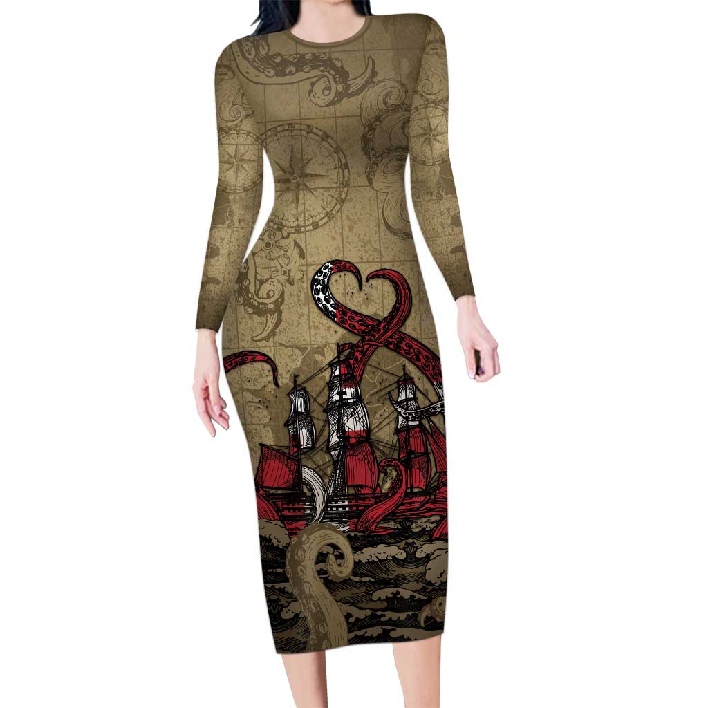 Danish Empire Family Matching Long Sleeve Bodycon Dress and Hawaiian Shirt Denmark Norway Union And Kraken - Wonder Print Shop