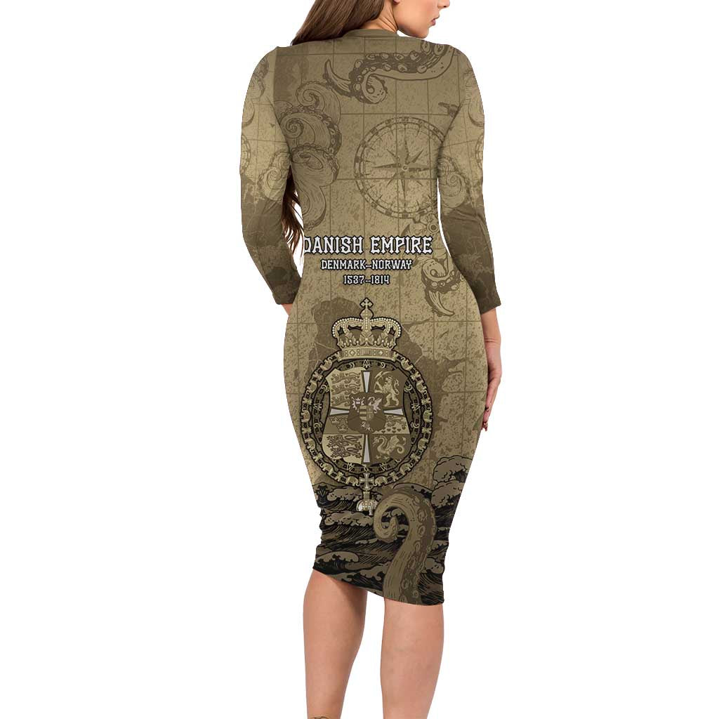 Danish Empire Family Matching Long Sleeve Bodycon Dress and Hawaiian Shirt Denmark Norway Union And Kraken - Wonder Print Shop