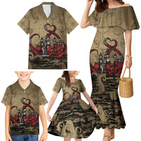Danish Empire Family Matching Mermaid Dress and Hawaiian Shirt Denmark Norway Union And Kraken - Wonder Print Shop