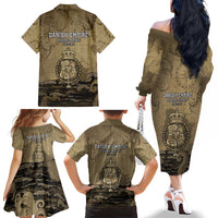 Danish Empire Family Matching Off The Shoulder Long Sleeve Dress and Hawaiian Shirt Denmark Norway Union And Kraken - Wonder Print Shop