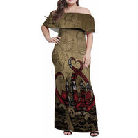 Danish Empire Family Matching Off Shoulder Maxi Dress and Hawaiian Shirt Denmark Norway Union And Kraken - Wonder Print Shop
