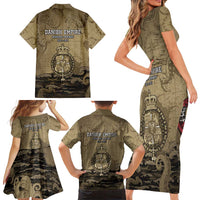 Danish Empire Family Matching Short Sleeve Bodycon Dress and Hawaiian Shirt Denmark Norway Union And Kraken - Wonder Print Shop