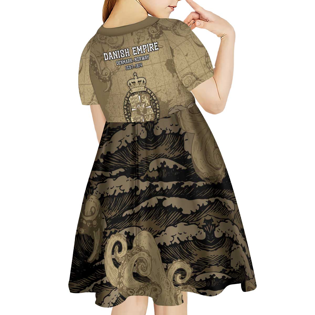Danish Empire Kid Short Sleeve Dress Denmark Norway Union And Kraken - Wonder Print Shop