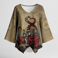 Danish Empire Kimono Sleeve Blouse Denmark Norway Union And Kraken - Wonder Print Shop