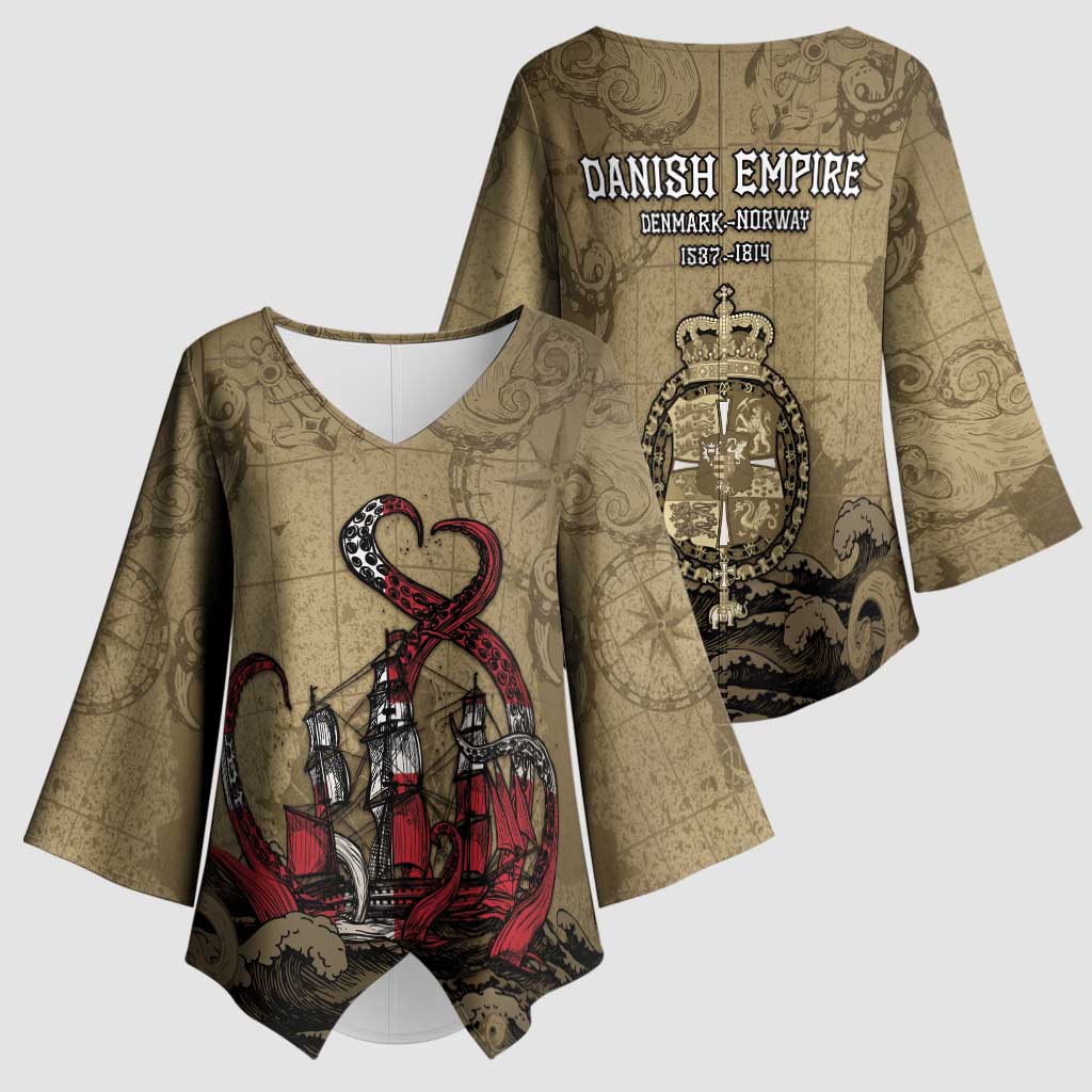Danish Empire Kimono Sleeve Blouse Denmark Norway Union And Kraken - Wonder Print Shop