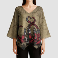 Danish Empire Kimono Sleeve Blouse Denmark Norway Union And Kraken - Wonder Print Shop