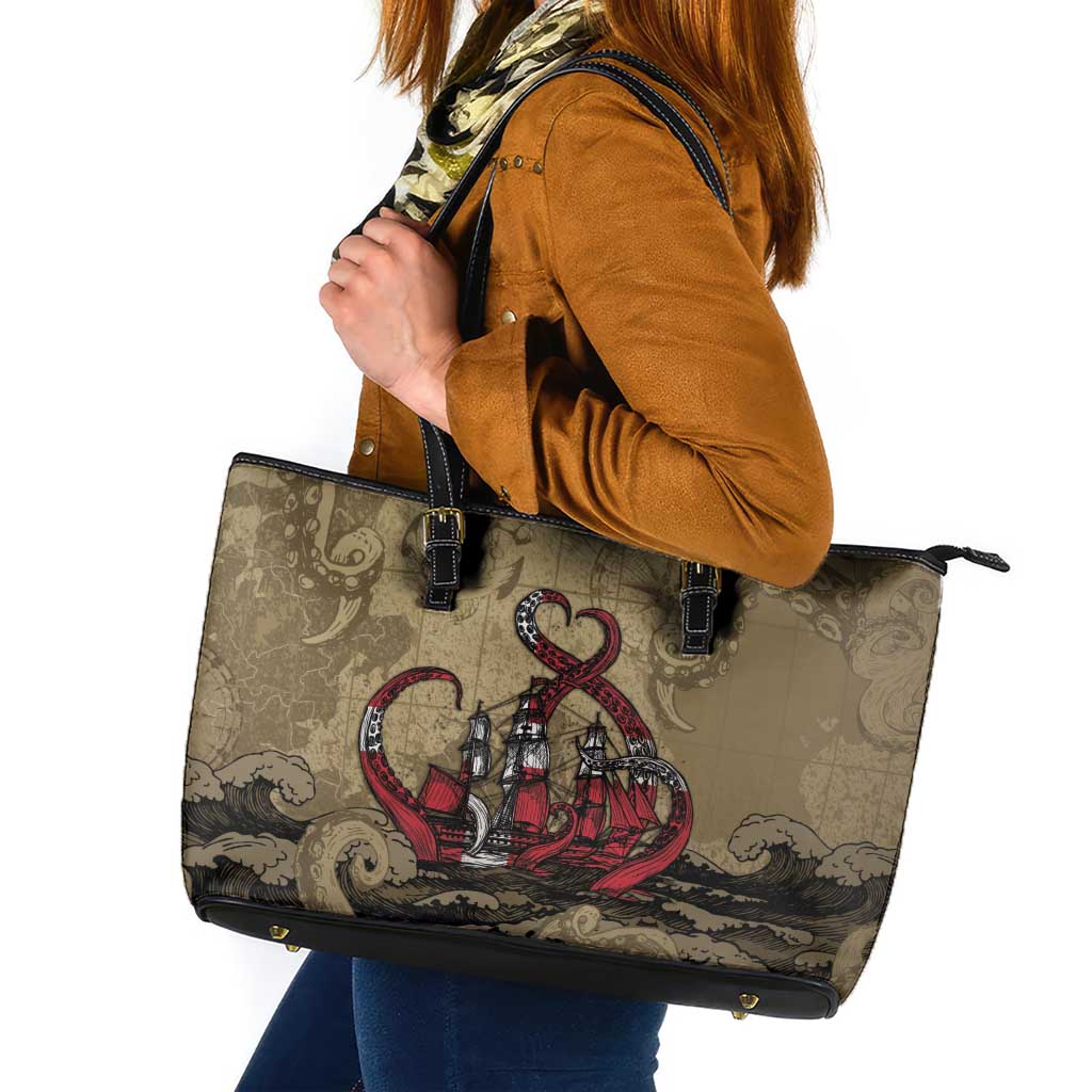 Danish Empire Leather Tote Bag Denmark Norway Union And Kraken - Wonder Print Shop