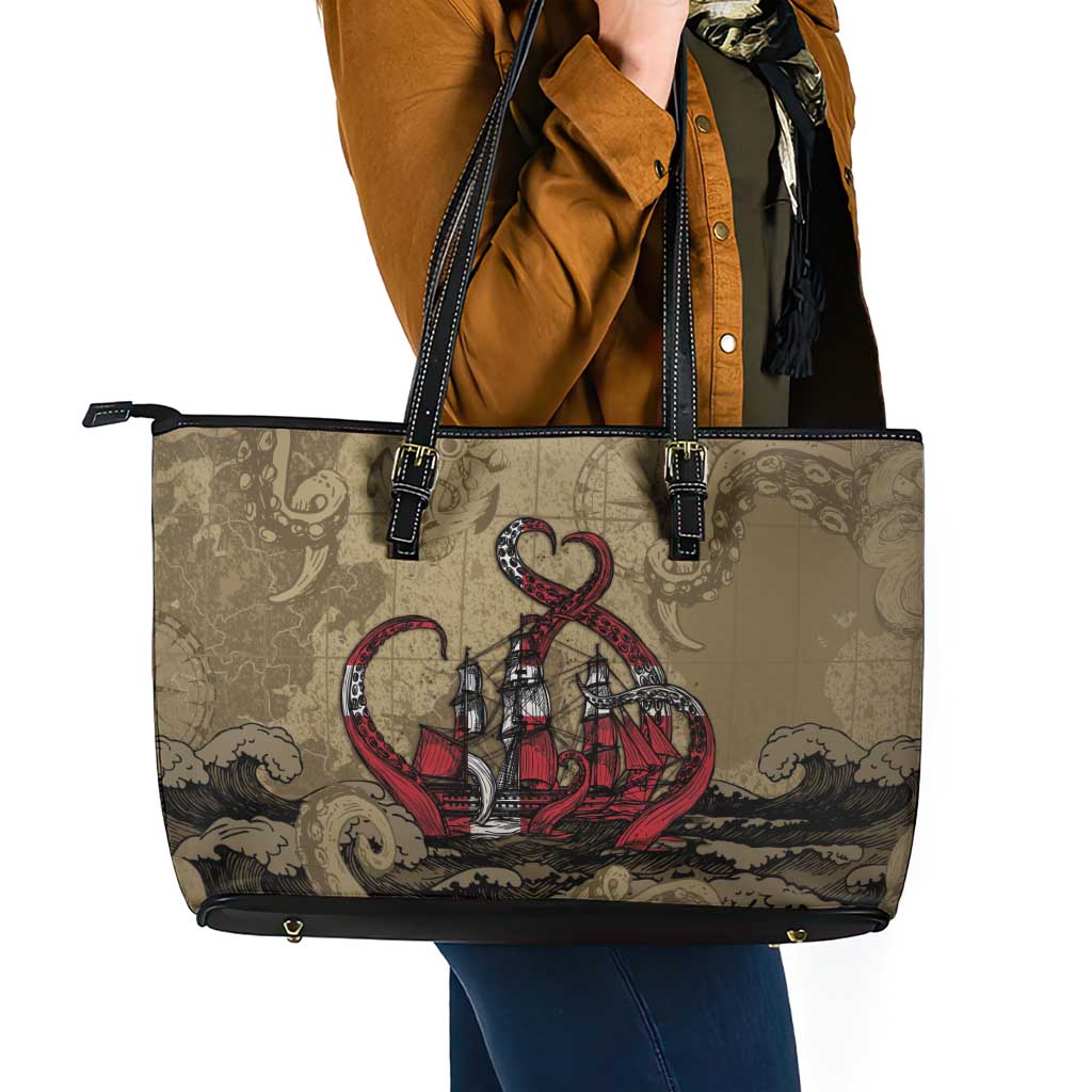 Danish Empire Leather Tote Bag Denmark Norway Union And Kraken - Wonder Print Shop