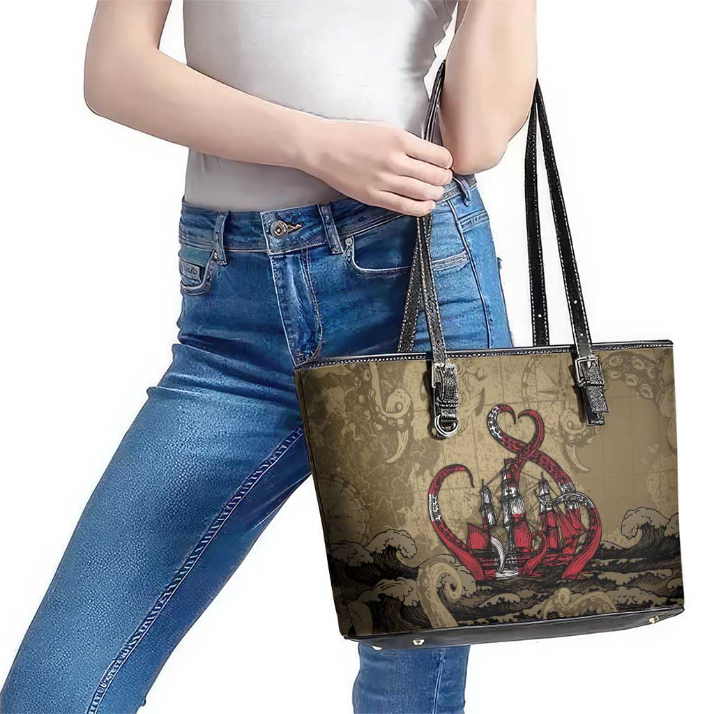 Danish Empire Leather Tote Bag Denmark Norway Union And Kraken - Wonder Print Shop