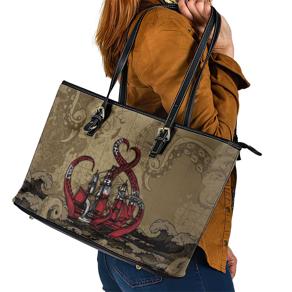 Danish Empire Leather Tote Bag Denmark Norway Union And Kraken - Wonder Print Shop