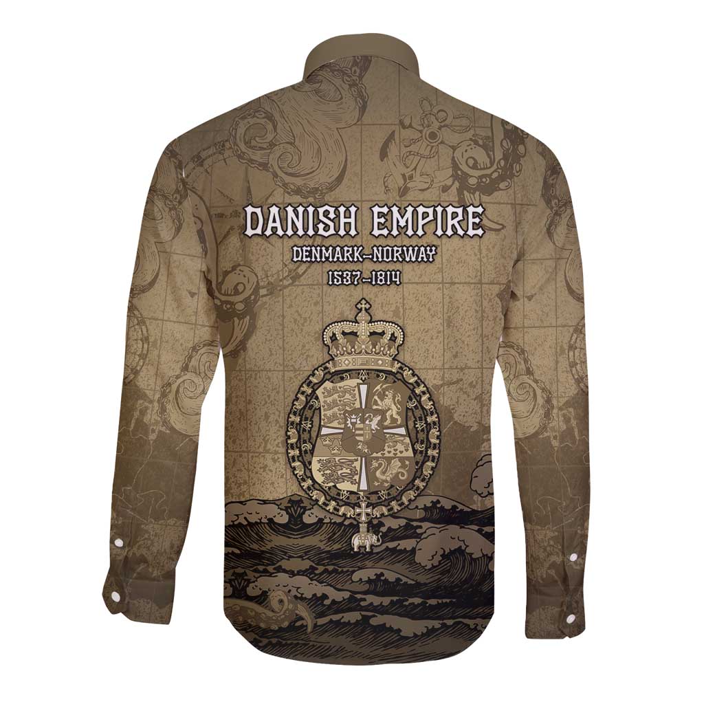 Danish Empire Long Sleeve Button Shirt Denmark Norway Union And Kraken - Wonder Print Shop