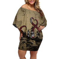 Danish Empire Off Shoulder Short Dress Denmark Norway Union And Kraken - Wonder Print Shop