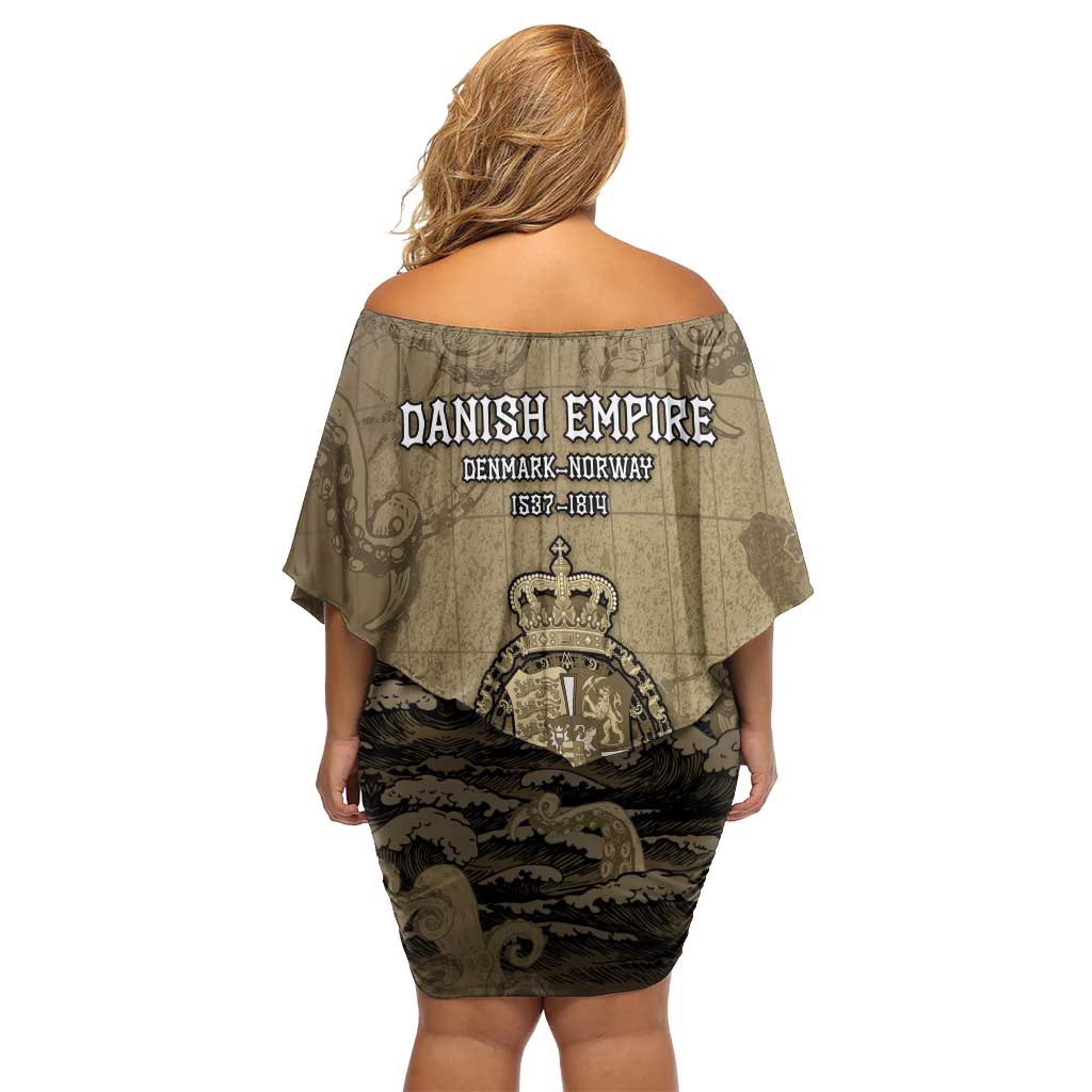 Danish Empire Off Shoulder Short Dress Denmark Norway Union And Kraken - Wonder Print Shop