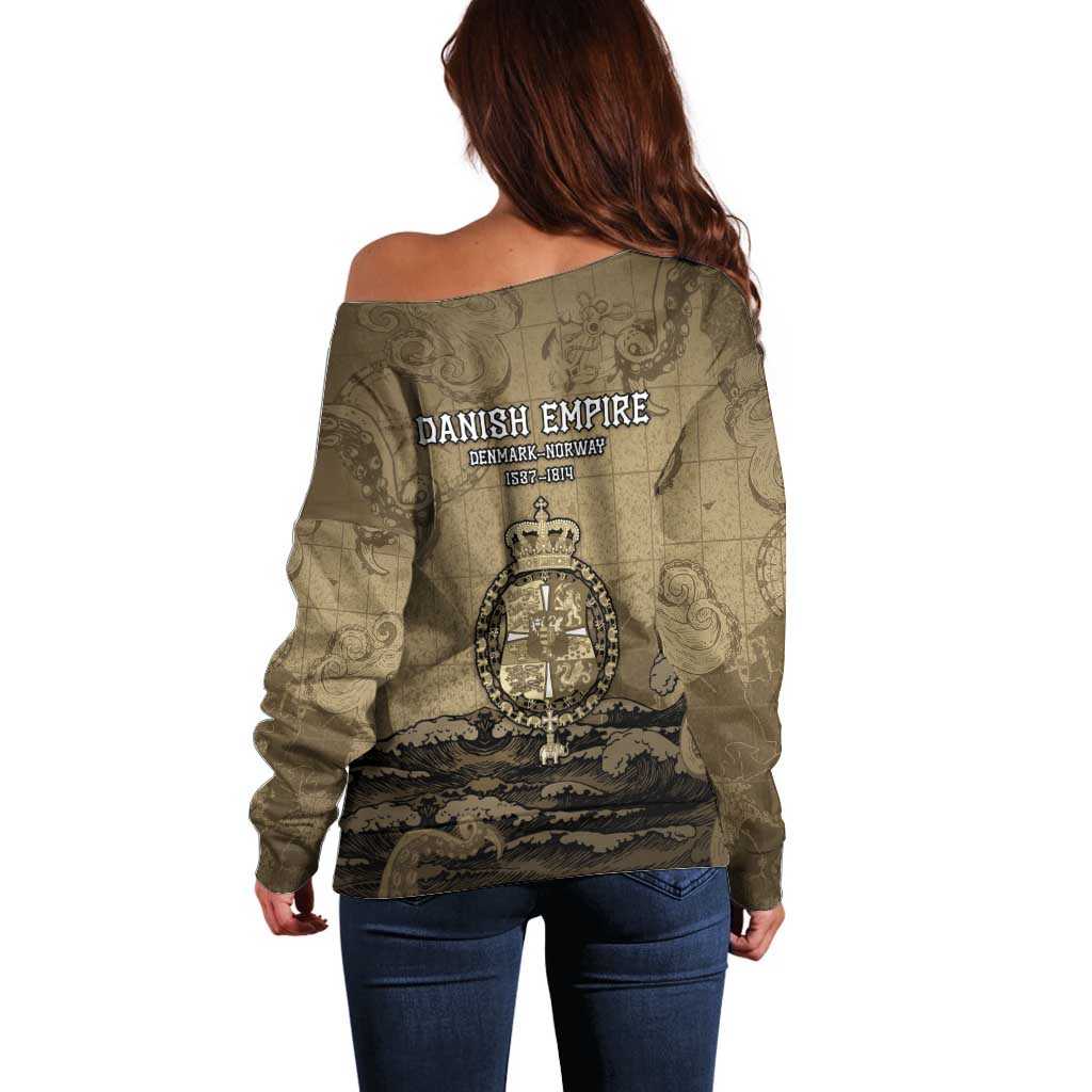 Danish Empire Off Shoulder Sweater Denmark Norway Union And Kraken - Wonder Print Shop
