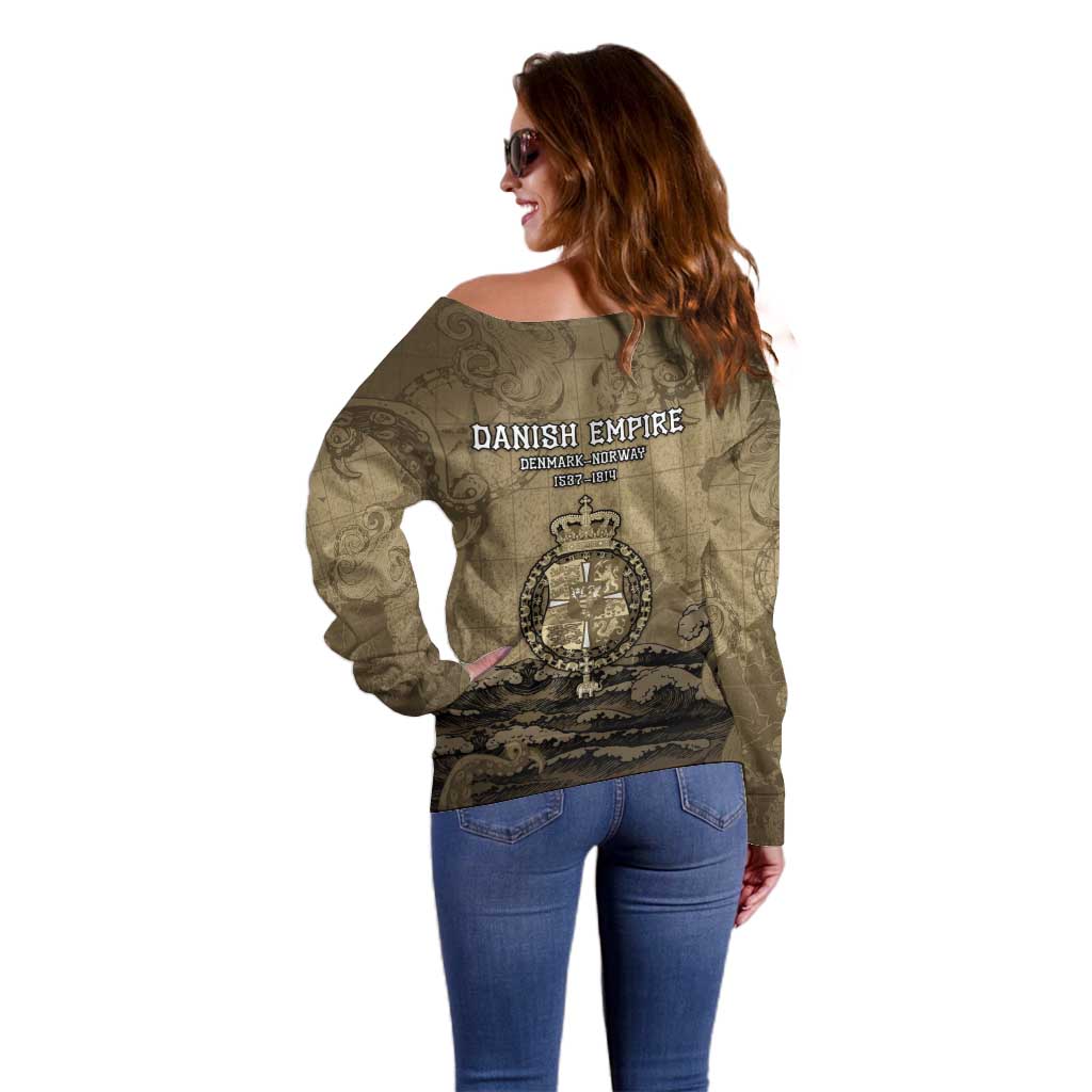 Danish Empire Off Shoulder Sweater Denmark Norway Union And Kraken - Wonder Print Shop