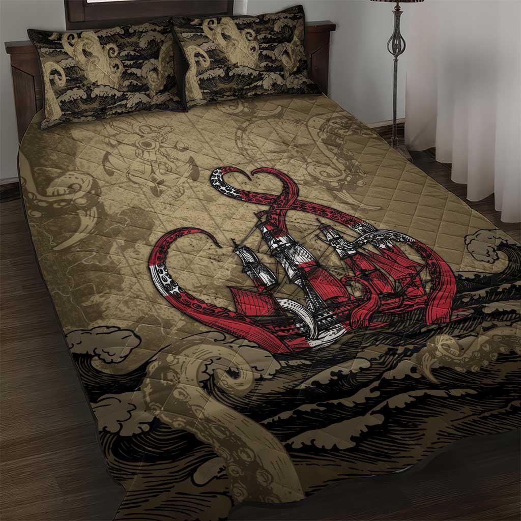 Danish Empire Quilt Bed Set Denmark Norway Union And Kraken - Wonder Print Shop