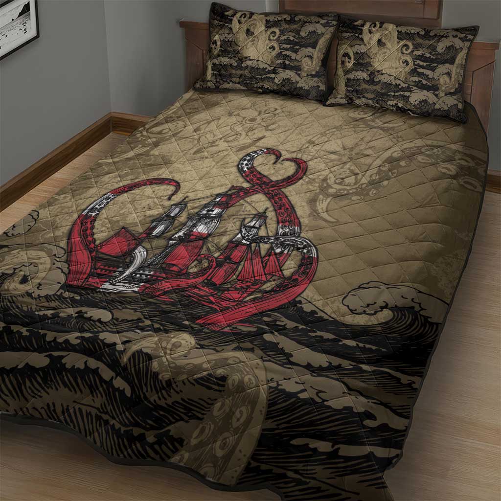 Danish Empire Quilt Bed Set Denmark Norway Union And Kraken - Wonder Print Shop