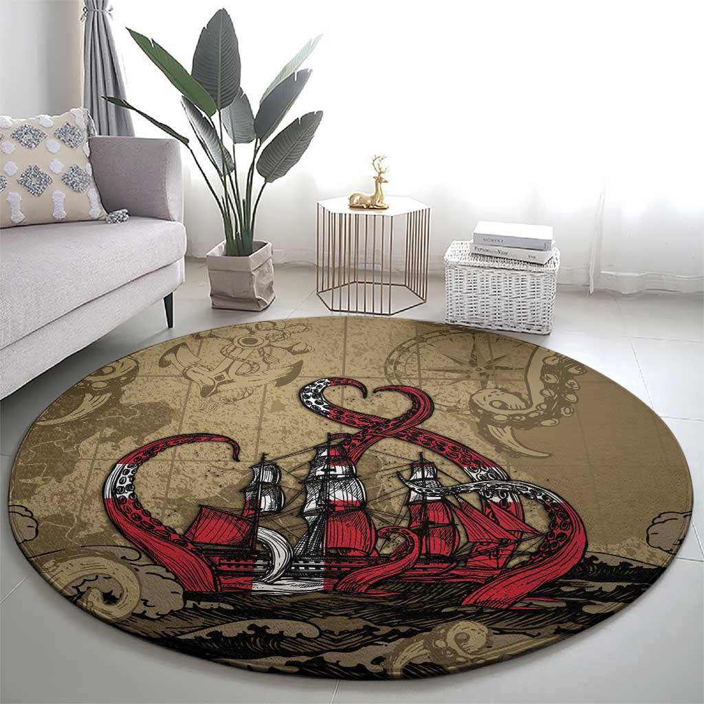 Danish Empire Round Carpet Denmark Norway Union And Kraken - Wonder Print Shop