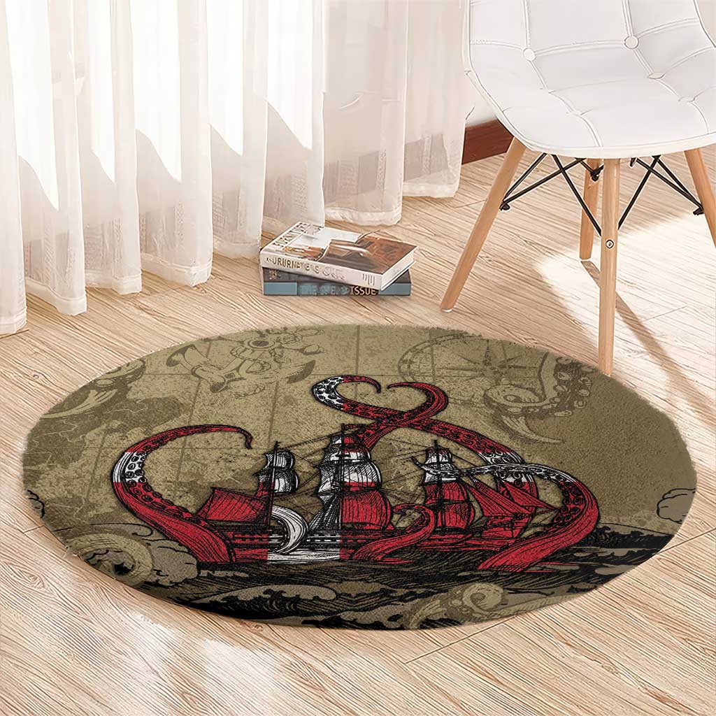 Danish Empire Round Carpet Denmark Norway Union And Kraken - Wonder Print Shop