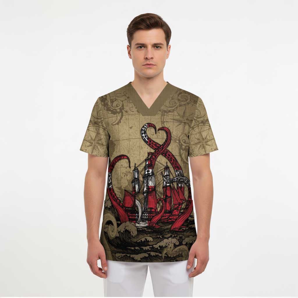 Danish Empire Scrub Top Denmark Norway Union And Kraken - Wonder Print Shop