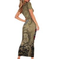 Danish Empire Short Sleeve Bodycon Dress Denmark Norway Union And Kraken - Wonder Print Shop