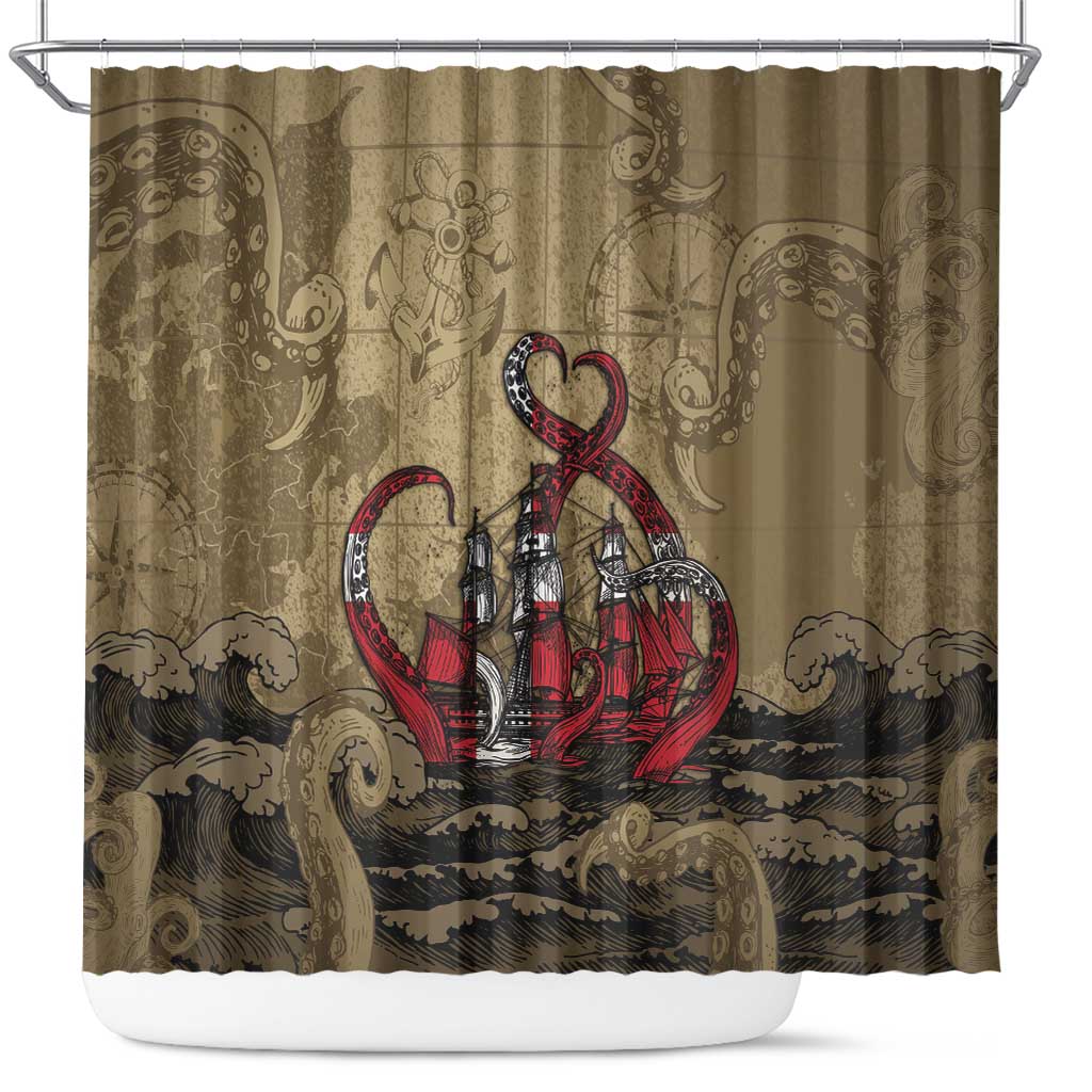 Danish Empire Shower Curtain Denmark Norway Union And Kraken - Wonder Print Shop