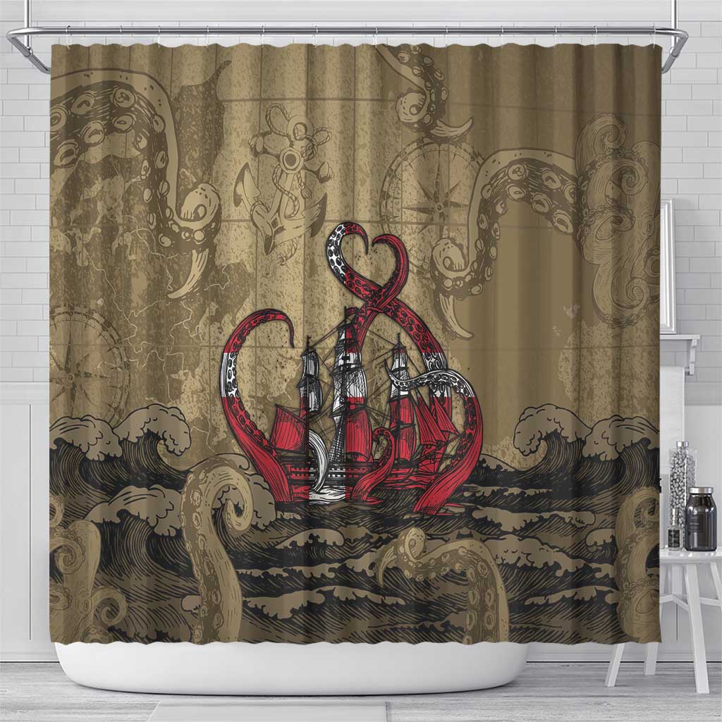 Danish Empire Shower Curtain Denmark Norway Union And Kraken - Wonder Print Shop
