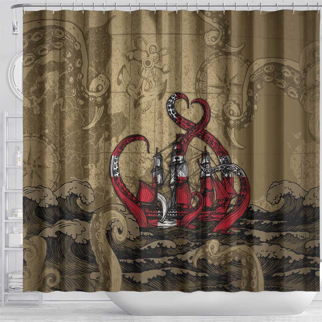 Danish Empire Shower Curtain Denmark Norway Union And Kraken - Wonder Print Shop