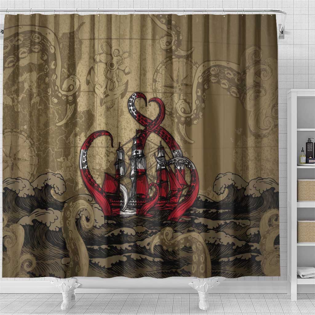 Danish Empire Shower Curtain Denmark Norway Union And Kraken - Wonder Print Shop