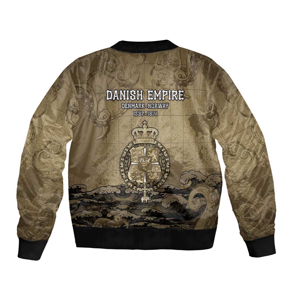 Danish Empire Sleeve Zip Bomber Jacket Denmark Norway Union And Kraken - Wonder Print Shop