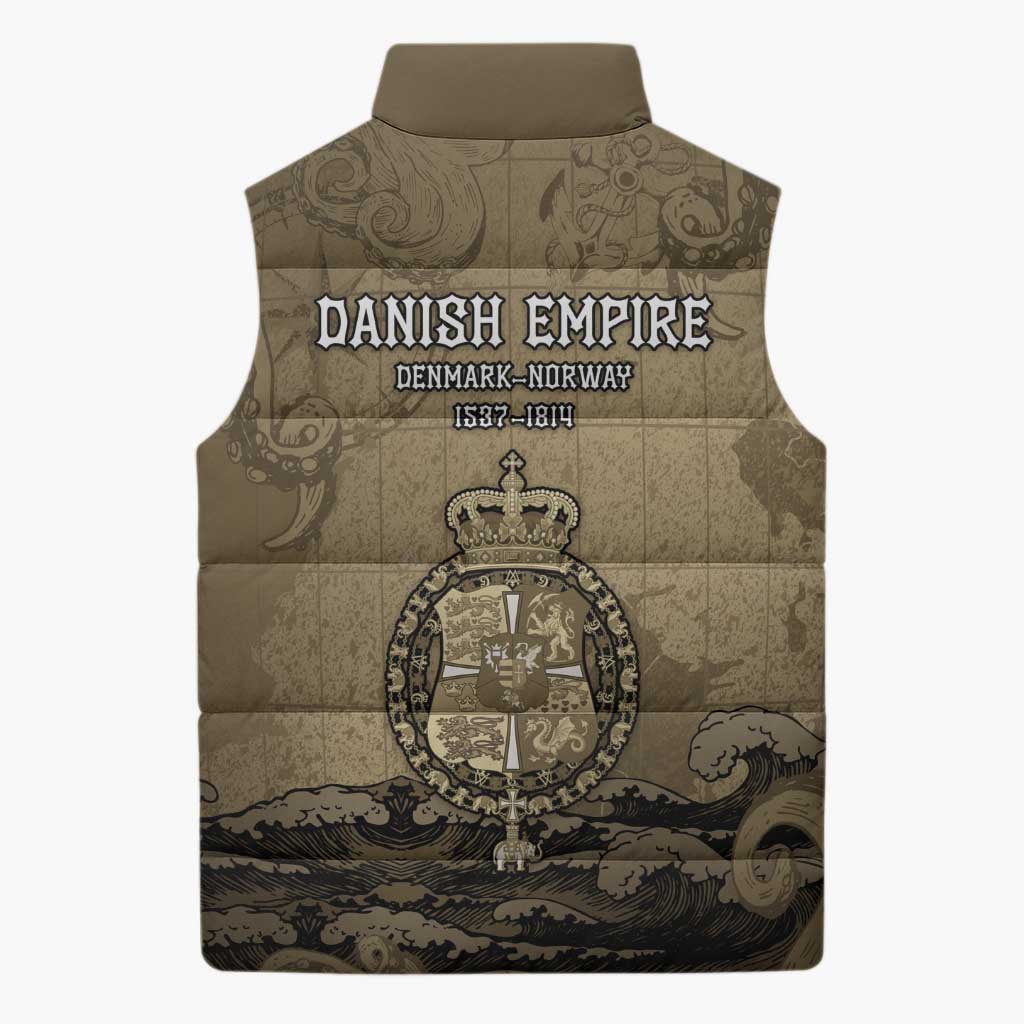 Danish Empire Sleeveless Puffer Jacket Denmark Norway Union And Kraken - Wonder Print Shop