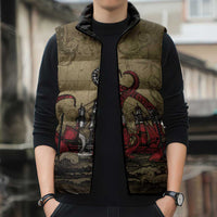 Danish Empire Sleeveless Puffer Jacket Denmark Norway Union And Kraken - Wonder Print Shop