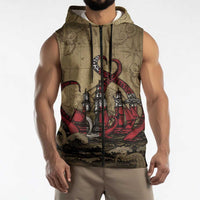 Danish Empire Sleeveless Zip Hoodie Denmark Norway Union And Kraken - Wonder Print Shop