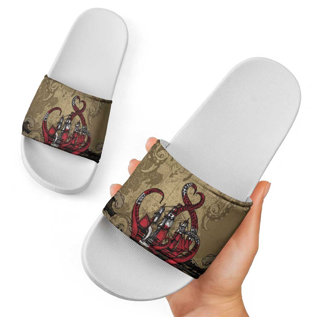 Danish Empire Slide Sandals Denmark Norway Union And Kraken - Wonder Print Shop