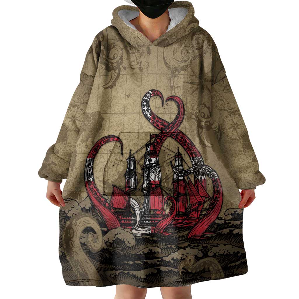 Danish Empire Wearable Blanket Hoodie Denmark Norway Union And Kraken - Wonder Print Shop