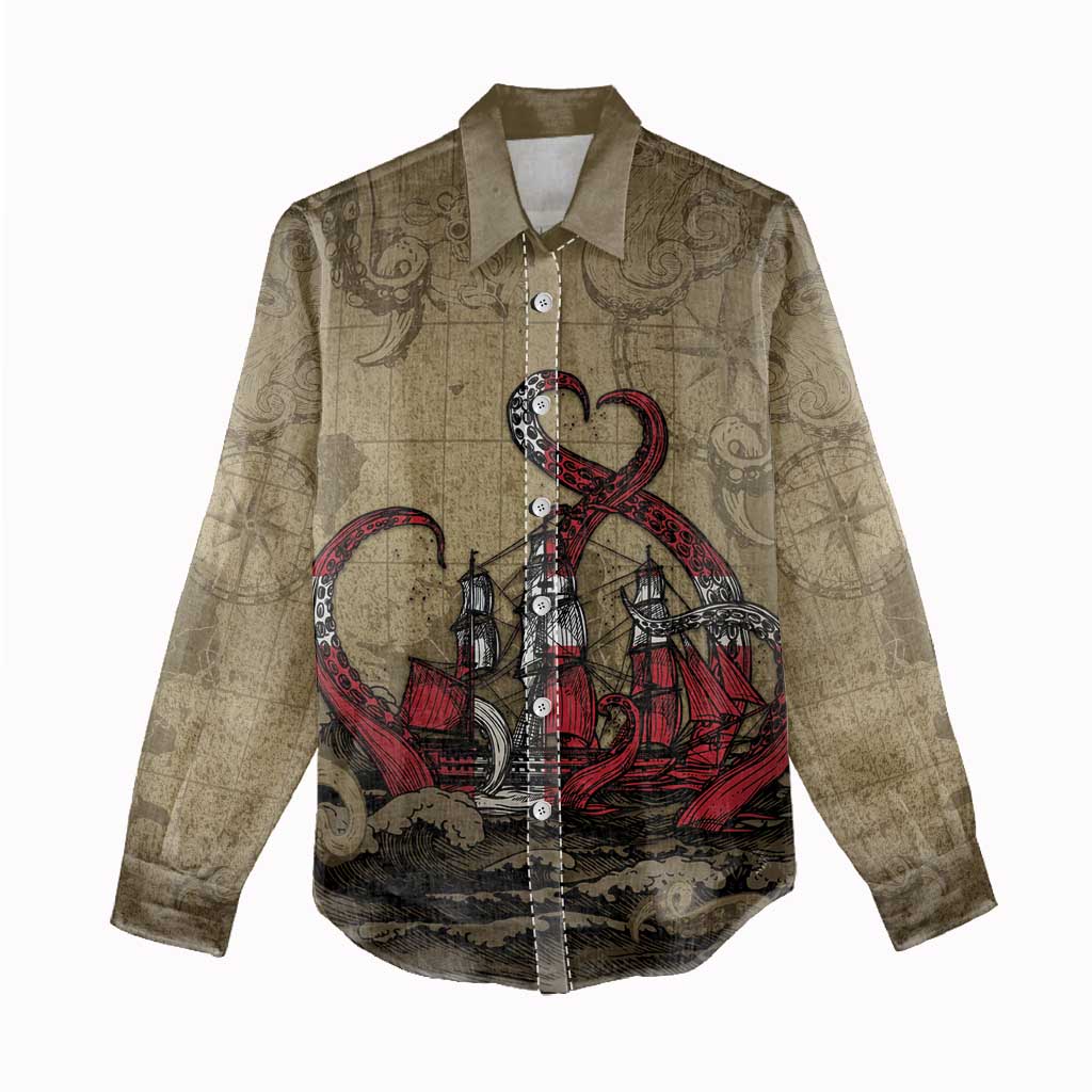 Danish Empire Women Casual Shirt Denmark Norway Union And Kraken - Wonder Print Shop