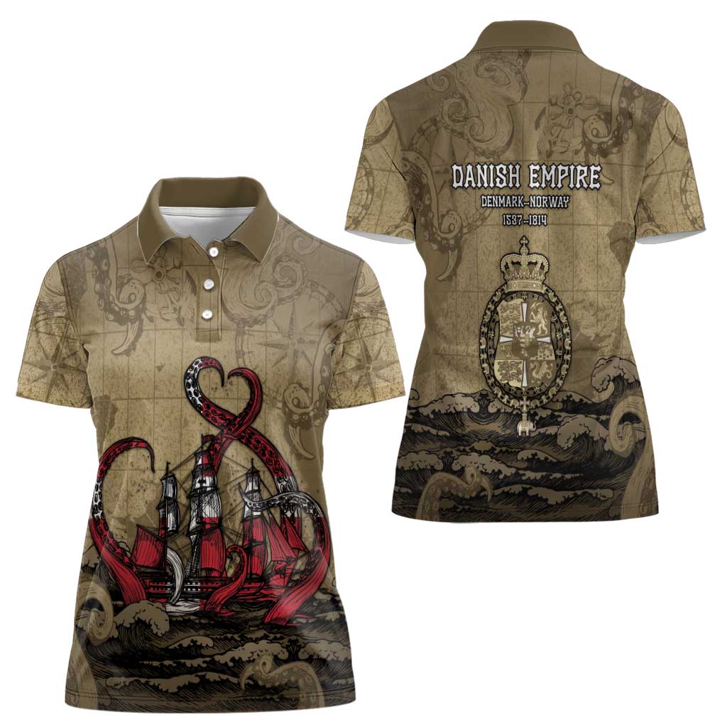Danish Empire Women Polo Shirt Denmark Norway Union And Kraken - Wonder Print Shop