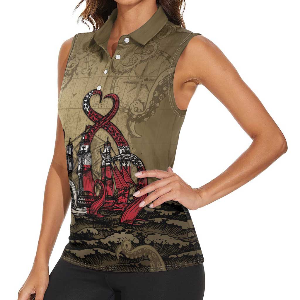 Danish Empire Women Sleeveless Polo Shirt Denmark Norway Union And Kraken - Wonder Print Shop