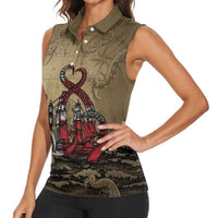 Danish Empire Women Sleeveless Polo Shirt Denmark Norway Union And Kraken - Wonder Print Shop