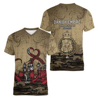 Danish Empire Women V-Neck T-Shirt Denmark Norway Union And Kraken - Wonder Print Shop