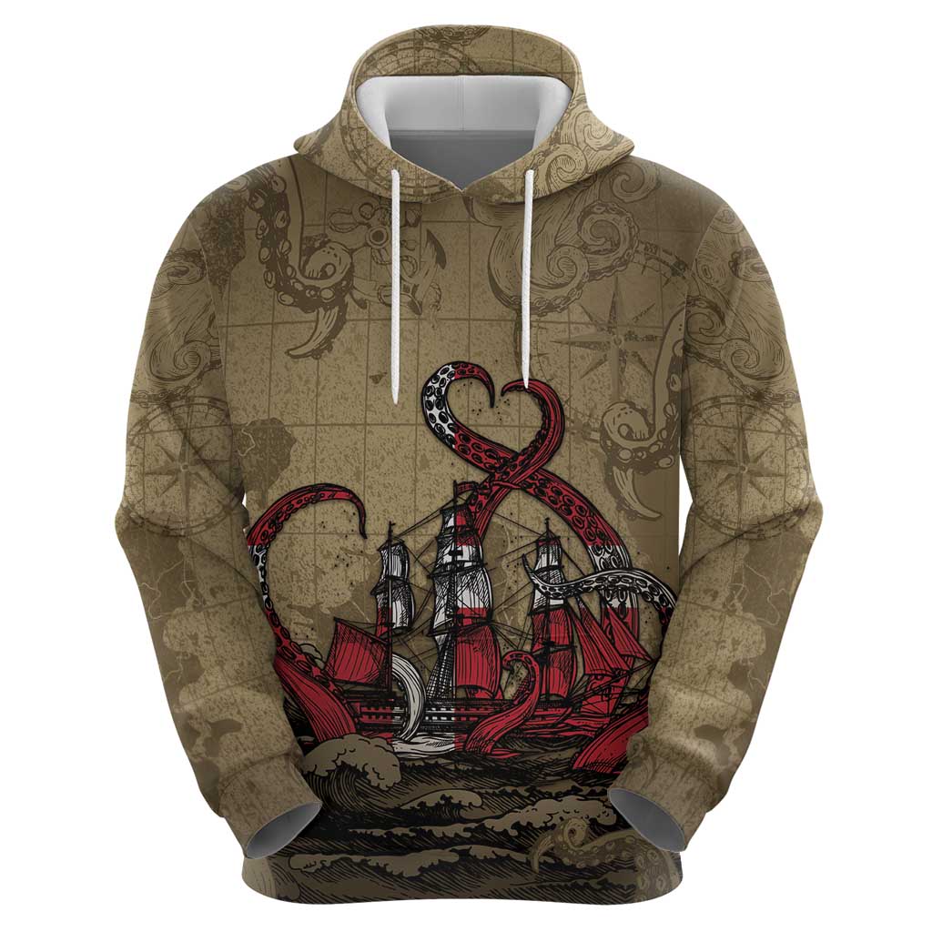 Danish Empire Zip Hoodie Denmark Norway Union And Kraken - Wonder Print Shop