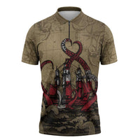 Danish Empire Zipper Polo Shirt Denmark Norway Union And Kraken - Wonder Print Shop