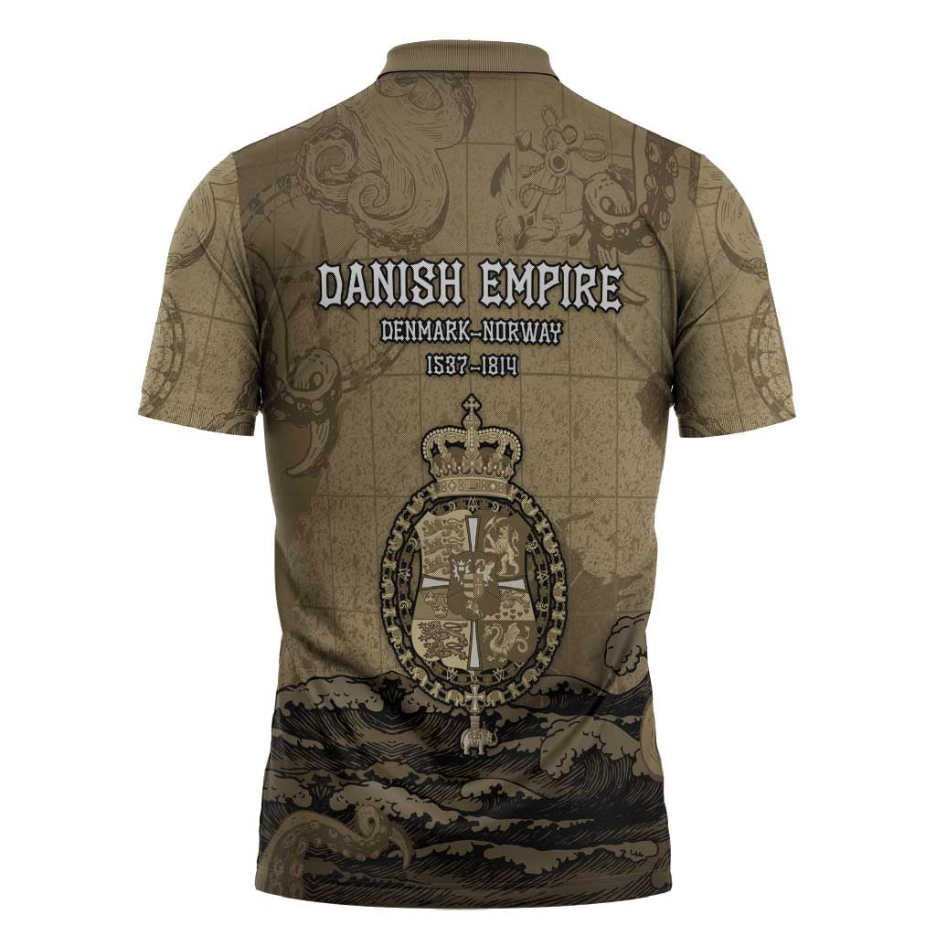 Danish Empire Zipper Polo Shirt Denmark Norway Union And Kraken - Wonder Print Shop