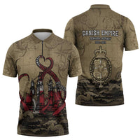 Danish Empire Zipper Polo Shirt Denmark Norway Union And Kraken - Wonder Print Shop