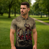 Danish Empire Zipper Polo Shirt Denmark Norway Union And Kraken - Wonder Print Shop