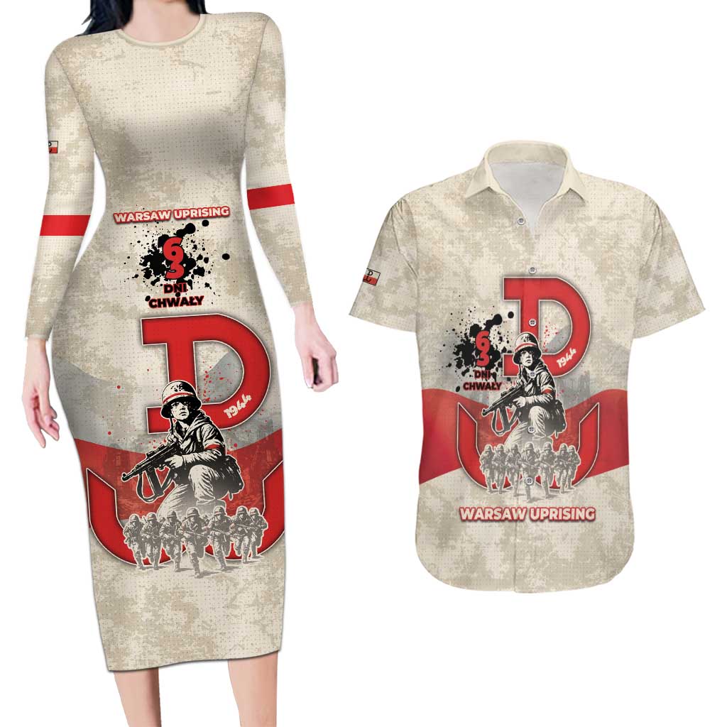 Polish Warsaw Uprising Couples Matching Long Sleeve Bodycon Dress and Hawaiian Shirt 63 Days Of Glory