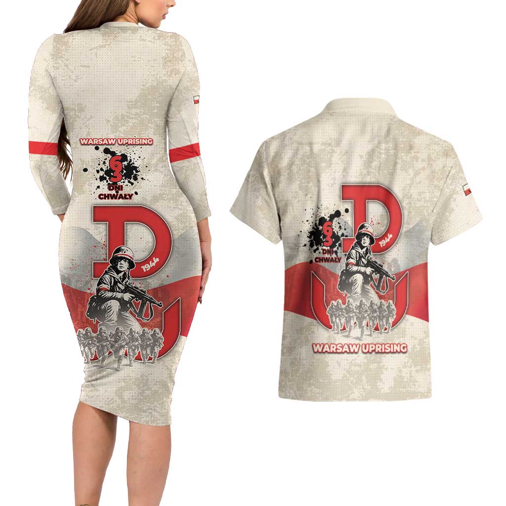 Polish Warsaw Uprising Couples Matching Long Sleeve Bodycon Dress and Hawaiian Shirt 63 Days Of Glory