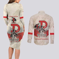 Polish Warsaw Uprising Couples Matching Long Sleeve Bodycon Dress and Long Sleeve Button Shirt 63 Days Of Glory
