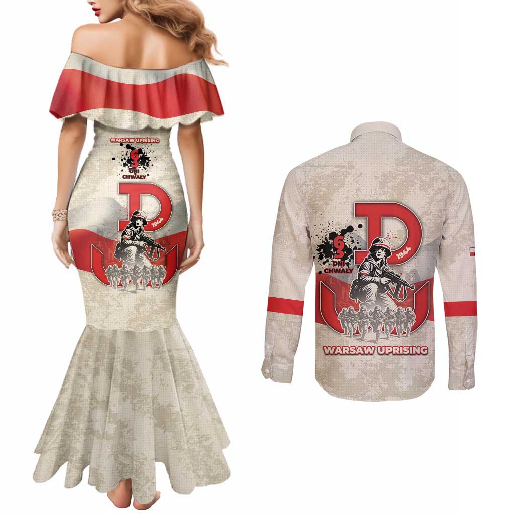 Polish Warsaw Uprising Couples Matching Mermaid Dress and Long Sleeve Button Shirt 63 Days Of Glory